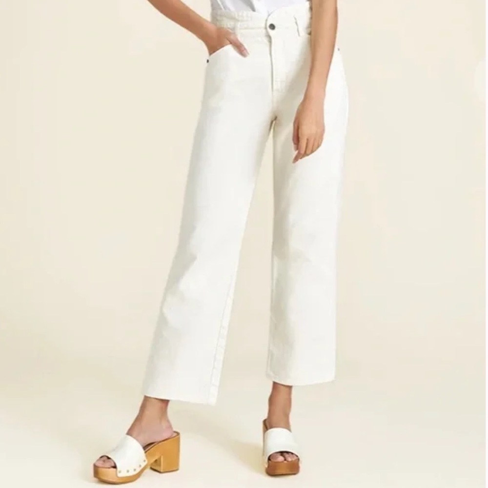 VERONICA BEARD Blake Classic Straight High Rise in Ecru